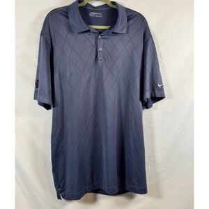Nike Golf Dri-FIT Polo Shirt Men's XL Blue Gray Argyle Pattern Logo Short Sleeve